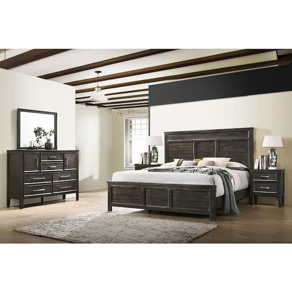 New Classic Furniture Andover 5-piece Nutmeg King Wood Bedroom Set (Bed, Dresser, Mirror, 2 Nightstand)