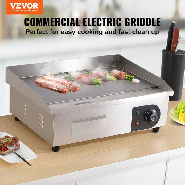 Commercial Electric Griddle 22 in. Countertop Flat Top Griddle 1600-Watt Stainless Steel Teppanyaki Grill,Silver