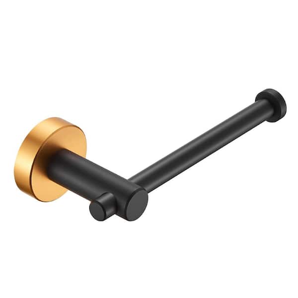 Heemli Modern Wall-Mounted Single Arm Toilet Paper Holder in Black and Gold