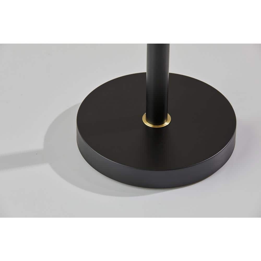 Mid-Century Modern Adjustable 3-Head Floor Lamp in Black and Antique Brass