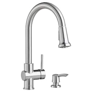 Montvale Single-Handle Pull-Down Sprayer Kitchen Faucet with Soap Dispenser in Stainless Steel