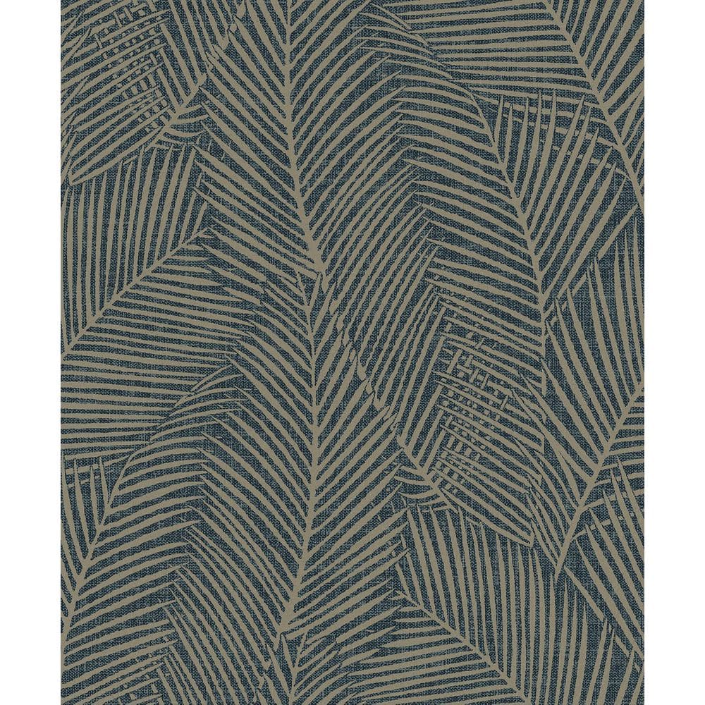Seabrook Designs 57.5 sq. ft. Deep Blue and Metallic Stone Pampas Palm ...
