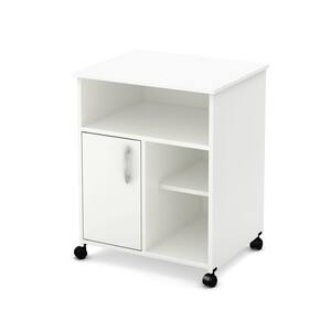 Axess Microwave Cart with Storage on Wheels, Pure White