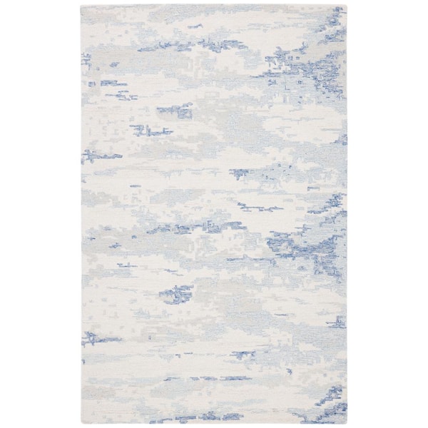 SAFAVIEH Abstract Ivory/Blue Doormat 3 ft. x 5 ft. Abstract Sky Area Rug