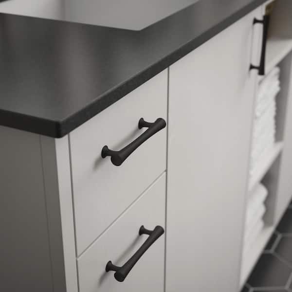 3-3/4 in. (96 mm) Drum Modern Matte Black Cabinet Drawer Pull