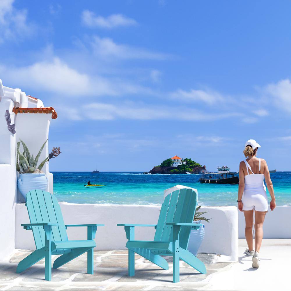 Aqua Blue Plastic Adirondack Chair with Arms