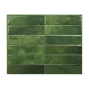 11.4 in. x 9 in. Green Vinyl Peel and Stick Backsplash Tiles for Kitchen ( 10-Pack/7.2 sq. ft. )