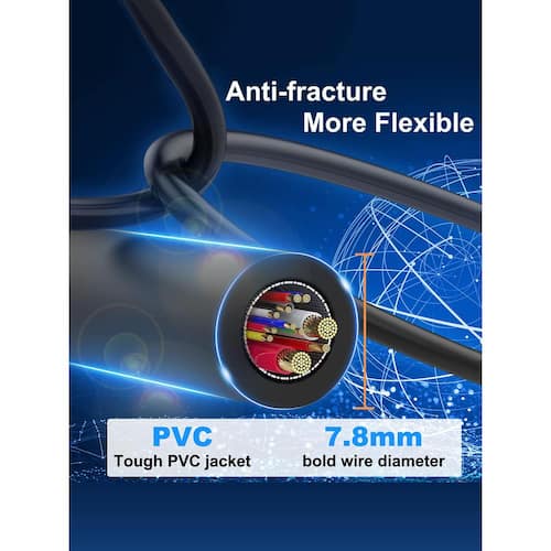 70 ft. Cat 8 Shielded Gold Plated Heavy-Duty 40 Gbps 2000 Mhz Weatherproof RJ45 Cable for Router - Black Cables