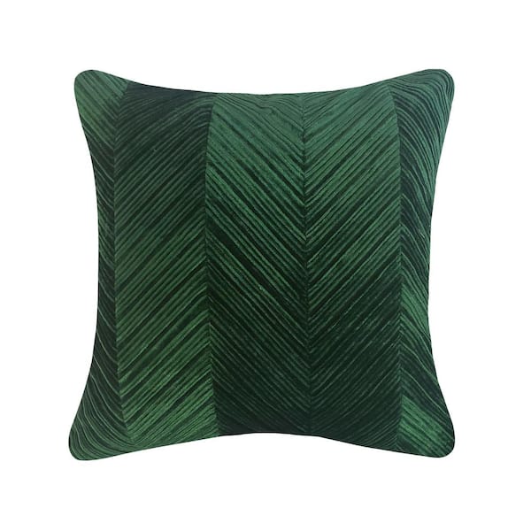 Edie@Home Emerald Chevron Velvet 20 in. X 20 in. Throw Pillow