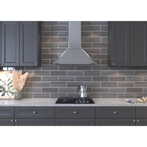 Hand Painted Rectangular 4 in. x 12 in. Warm Gray 80 Glass tile (10 sq. ft./per Case)