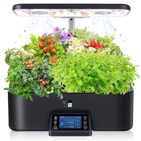 17 Pods Hydroponic Indoor Gardening System with Full Spectrum Grow Light, Smart LCD Control, Herb Planter, Black