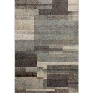 Bowery Storm/Taupe 5 ft. 5 in. x 7 ft. 6 in. Contemporary Geometric Area Rug