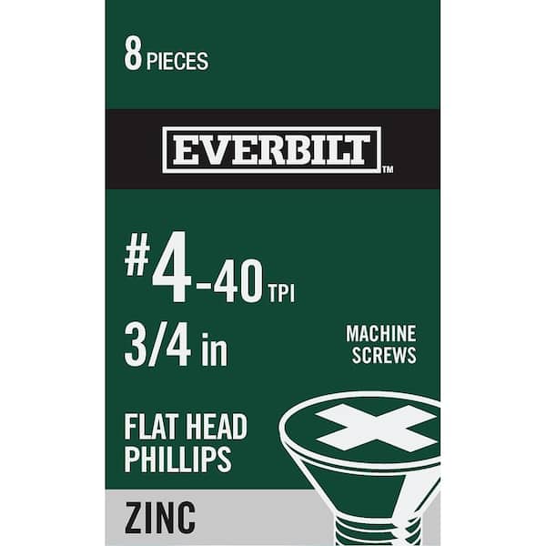 Everbilt #4-40 x 3/4 in. Zinc Plated Phillips Flat Head Machine Screw (8-Pack)