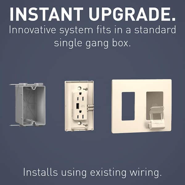 radiant 15 Amp 125-Volt Decorator Duplex Outlet Tamper Resistant USB Wireless Charger with Wall Plate USB, Light Almond