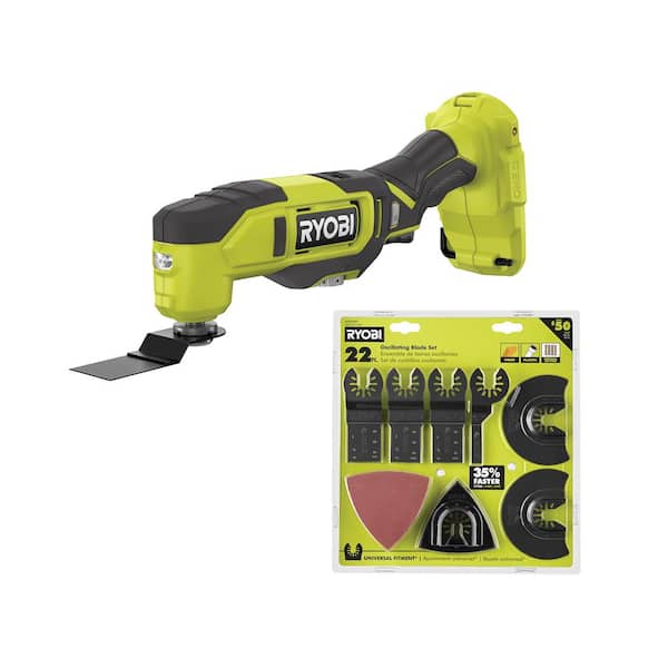 RYOBI ONE+ 18V Cordless Multi-Tool (Tool Only) with 22-Piece Oscillating Blade Set