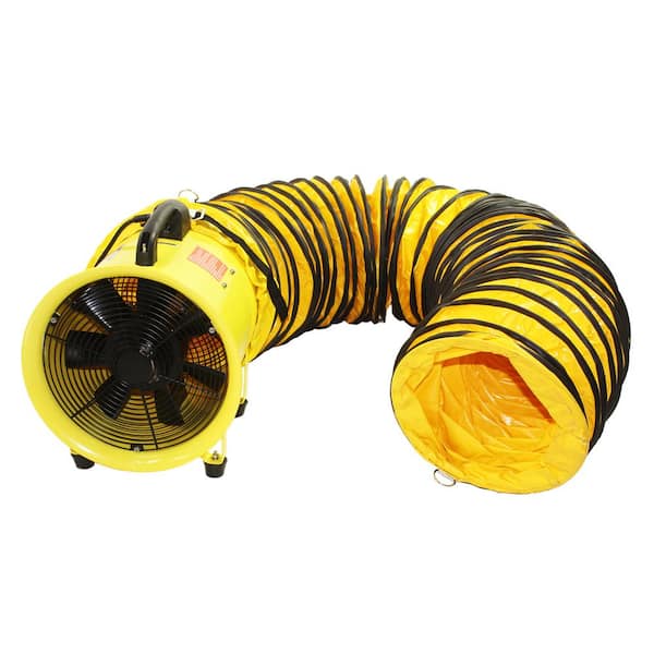 Maxx Air 8 in. 2-Speed High Velocity Portable Confined Space Ventilator Blower Fan in Yellow with 20 ft. Hose