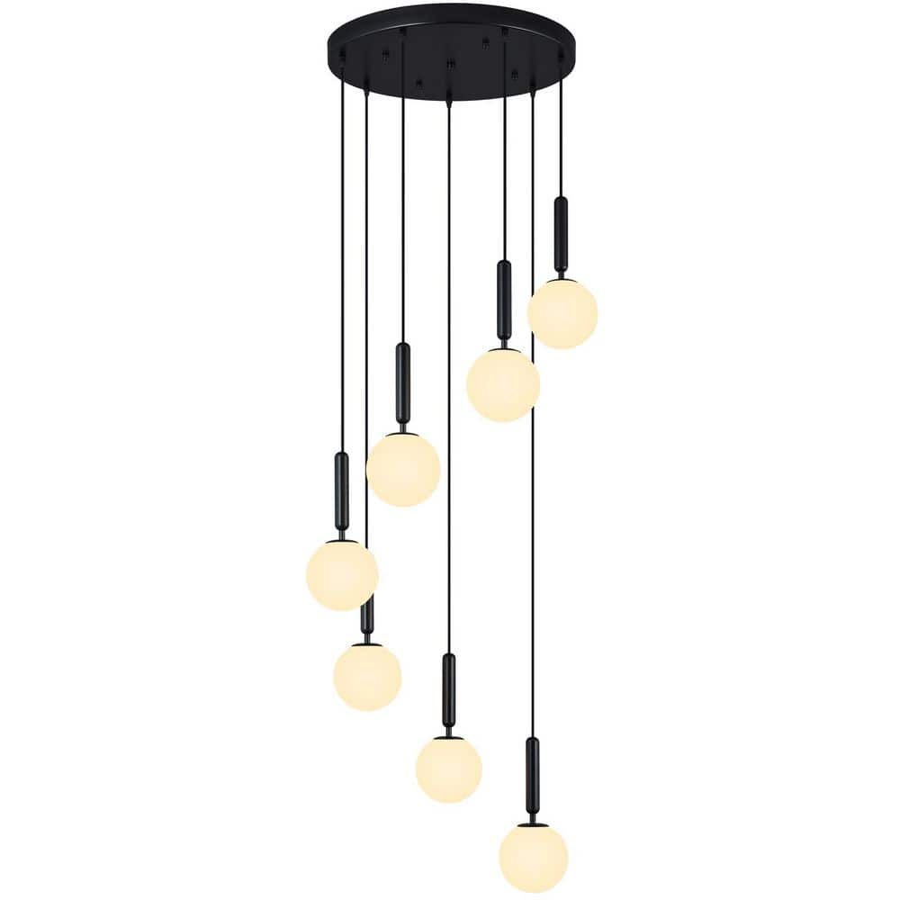 ZHLWIN Home Lighting 40W 7-Light Mid Century Black Retro Round