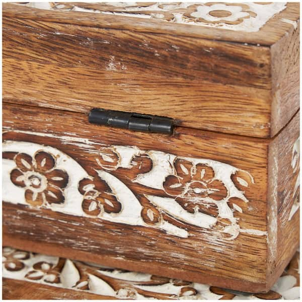 Litton Lane Rectangle Mango Wood Box with Hinged Lid (Set of 3) 30942 - The  Home Depot