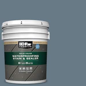 5 gal. #N490-5 Charcoal Blue Solid Color Waterproofing Exterior Wood Stain and Sealer