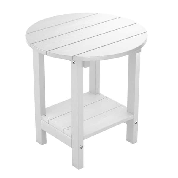 Mximu White Round Plastic 17-5/8 in. H Outdoor Side Table