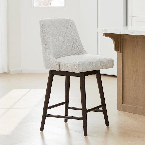 Spruce & Spring 26 in. Maisie Ivory High Back Wood Swivel Counter Stool ...