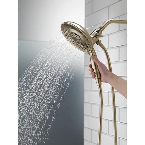In2ition Gold 5-Spray Patterns 1.75 GPM 6.81 in. Wall Mount Dual Shower Heads in Lumicoat Champagne Bronze