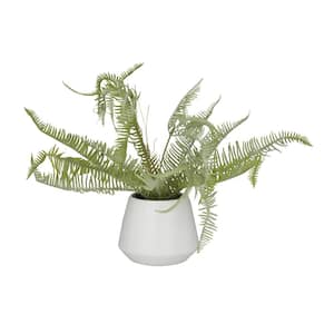 14 in. H Fern Artificial Plant with Realistic Leaves and White Ceramic Pot