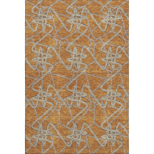 Addison Rugs Mayfield Premium Machine Washable Abstract AMF947 Terracotta 2 ft. 6 in. x 3 ft. 10 in. Area Rug