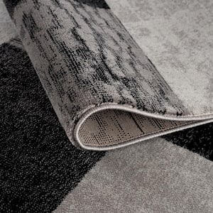 Montage Collection Modern Abstract Area Rug Doormat Entrance Floor Mat (3x5 feet) - 2'8" x 5', Grey