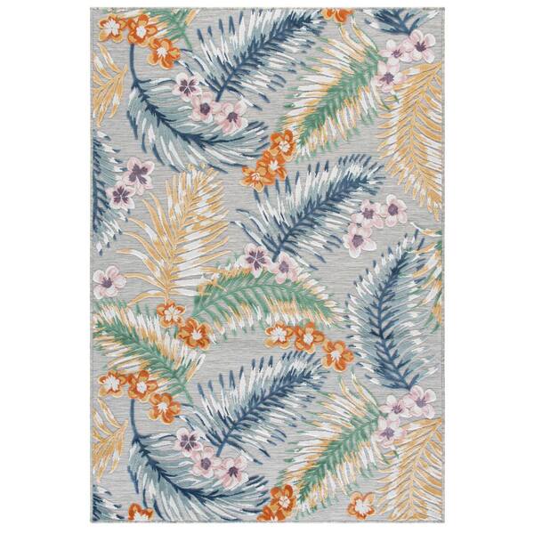Cabana 4 x 6 Gray/Multi Leaf CBN451G Area Rug