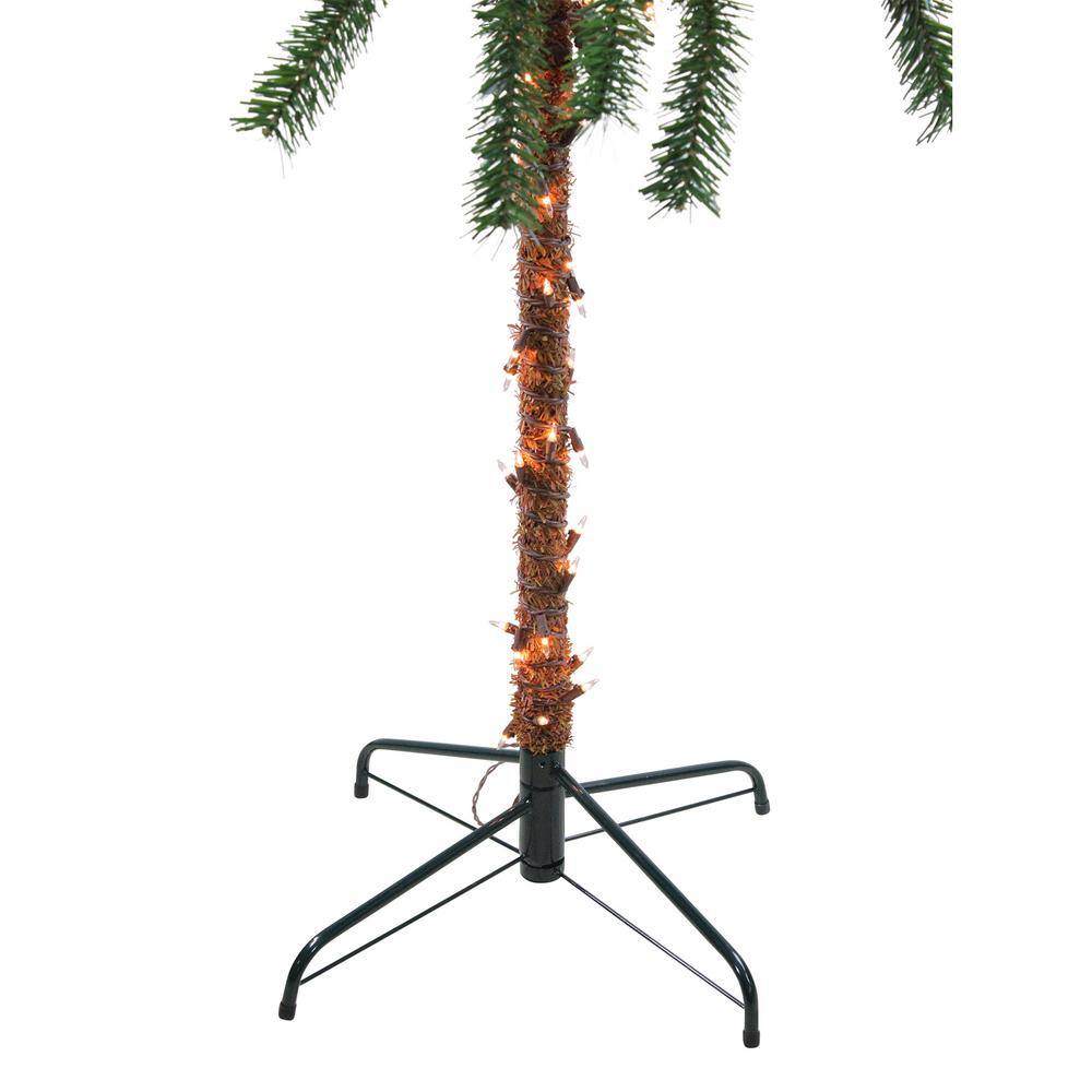 6' White Plastic Pre-Lit Outdoor Palm Floor Plant