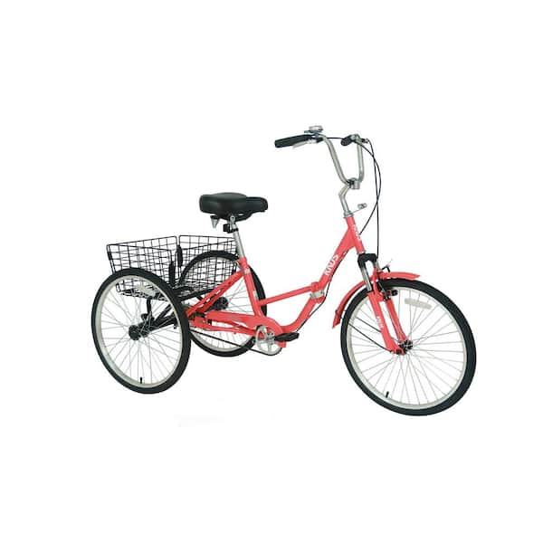 Unbranded 24 in. Adult Folding Tricycles 3 Wheel, Red