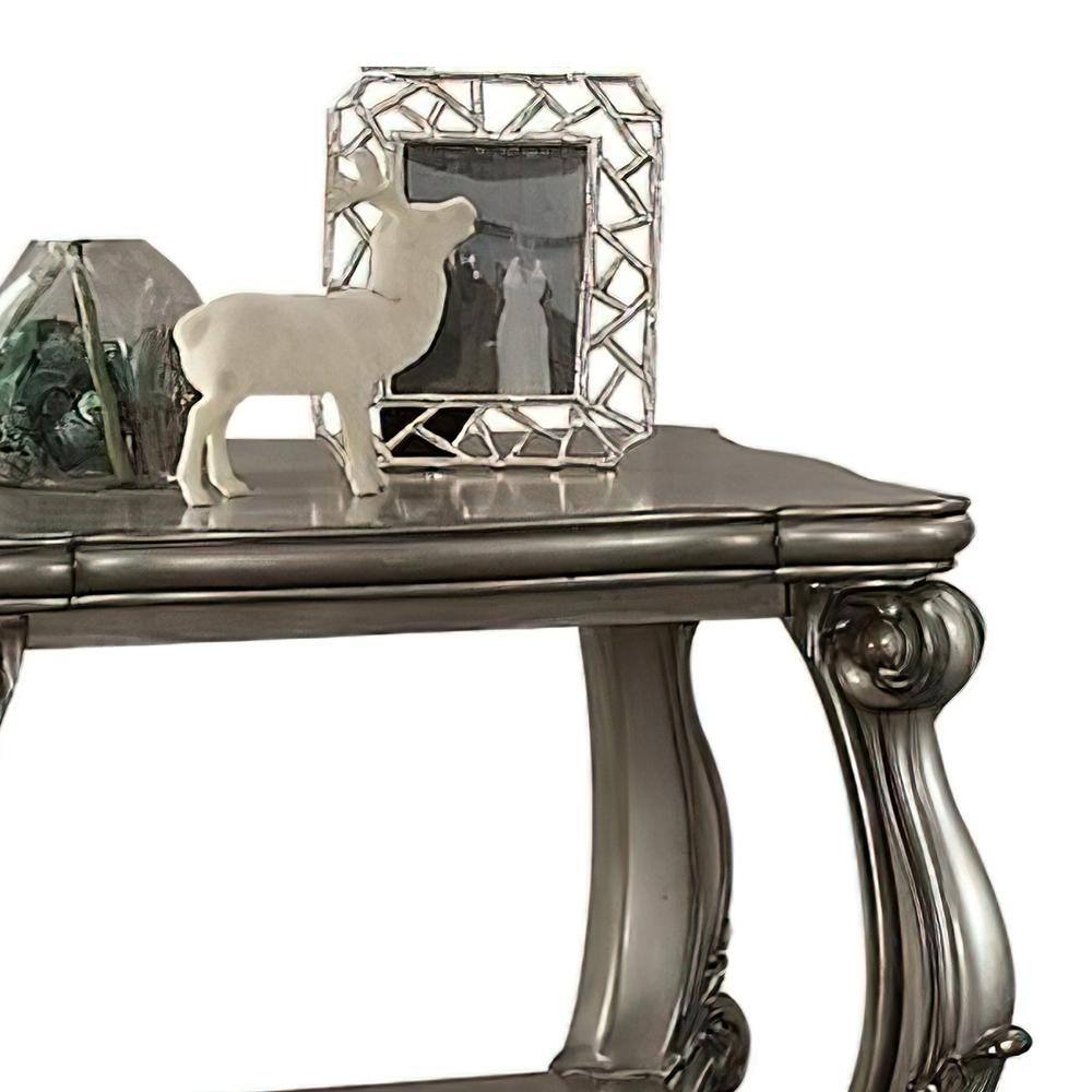 Versailles 31" Antique Gray Wood End Table with Bottom Shelf