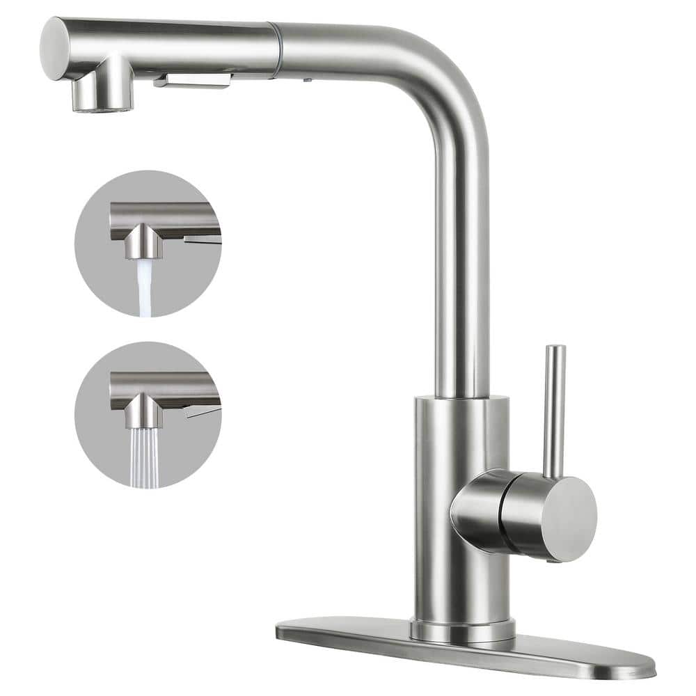 Single Handle Kitchen Faucet Pull Out Sprayer Kitchen Faucet with Deckplate