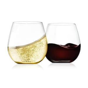 15 oz. Crystal-Clear Stemless Wine Glass Set (Set of 2)