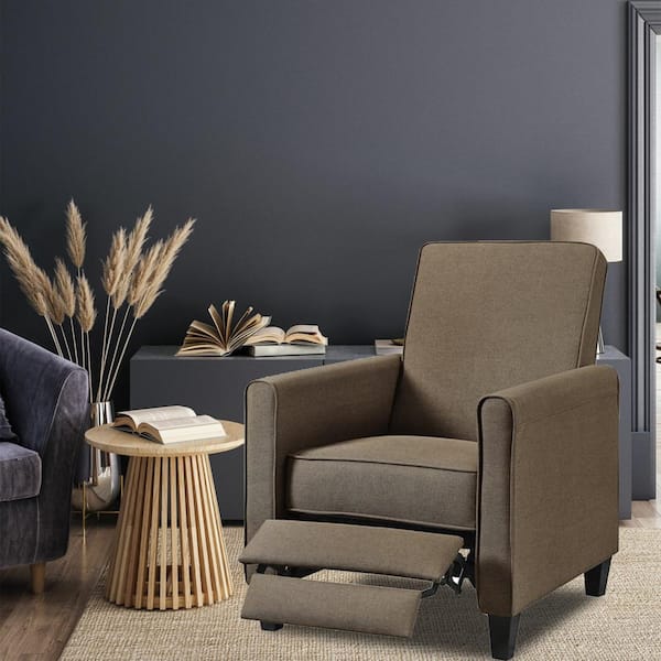 MAYKOOSH Chocolate Manual Pushback Recliner Linen Chairs