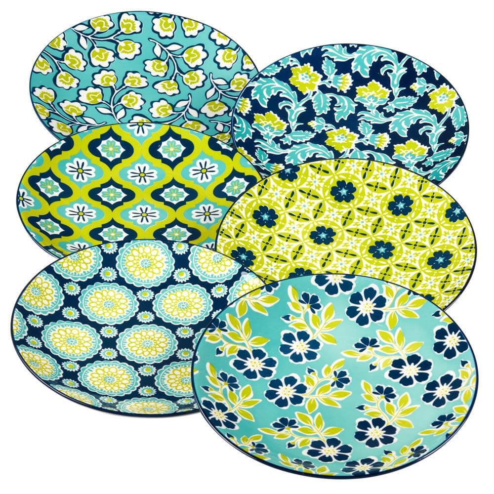Bohemian Multicolor Porcelain 8.5" Salad Plates, Set of 6