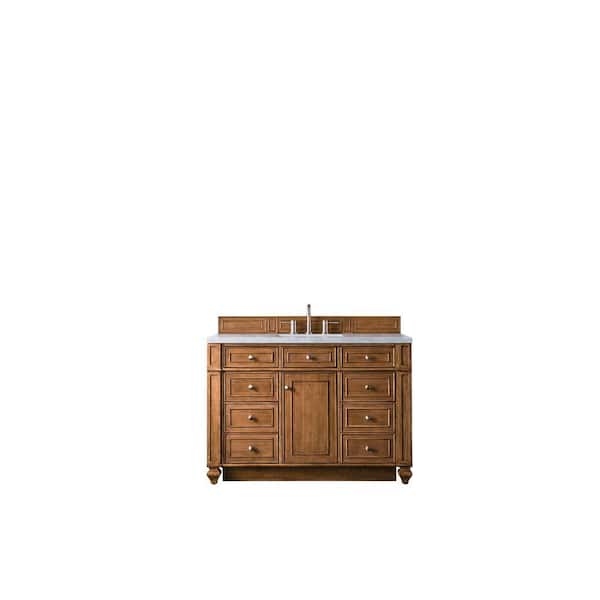 James Martin Vanities Bristol 48 in. W x 23.5 in. D x 34 in. H Bathroom Vanity in Saddle Brown with Eternal Jasmine Pearl Quartz Top