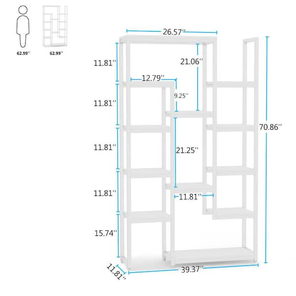 BYBLIGHT Eulas 70.9 in. Brown Wood 12-Shelf Modern Tall Etagere