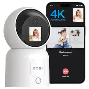 4K 8MP Plug-in Smart Home Security Camera Indoor, 360° PT Baby/Pet Monitor, One-Touch Call, 2-Way Video, 2.4/5GHz