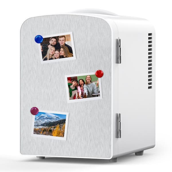 7.09 in. 0.15 cu. ft. 4L Mini Refrigerator, 6 Can Portable Mini Fridge for Drinks, Skincare & Makeup in White