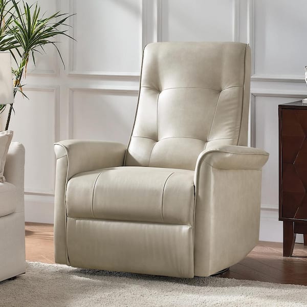 JAYDEN CREATION Urban Beige Vegan Leather Swivel Rocker Power Recliner with USB Port