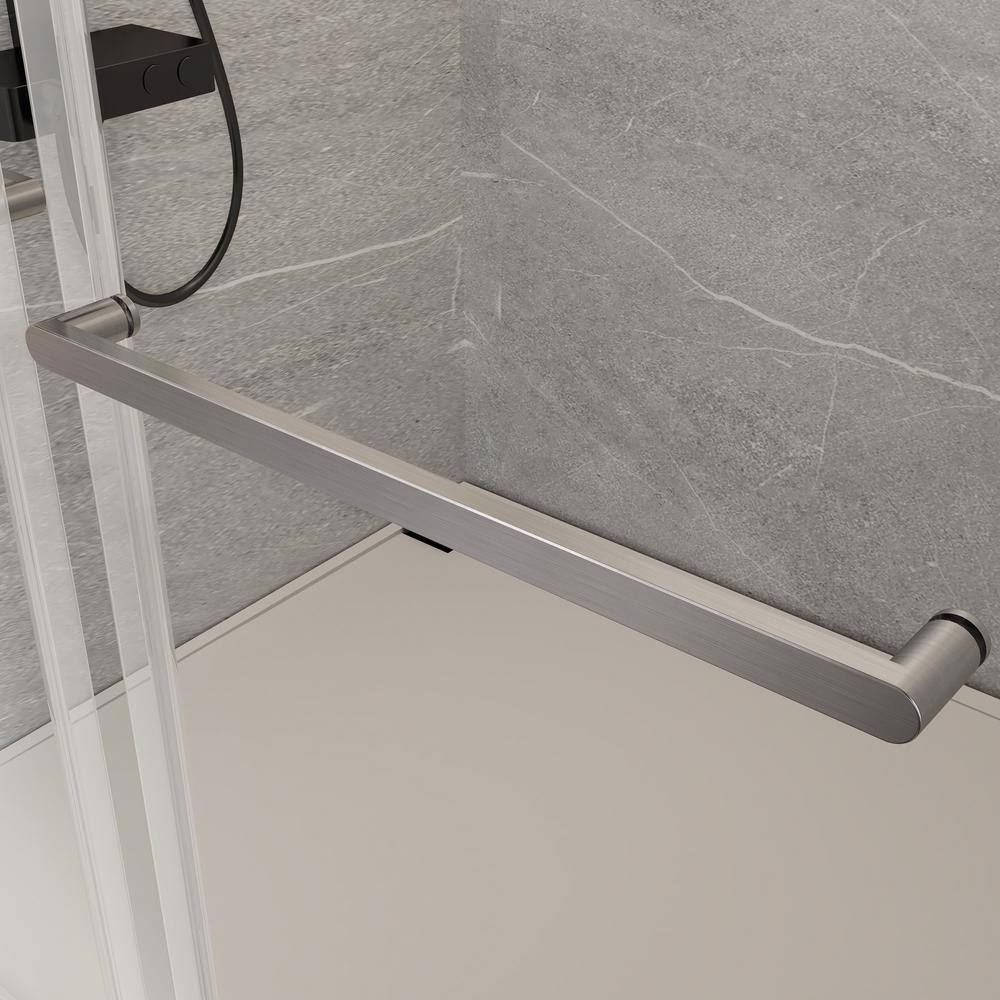 Brushed Nickel Frameless Sliding Shower Door with Tempered Glass