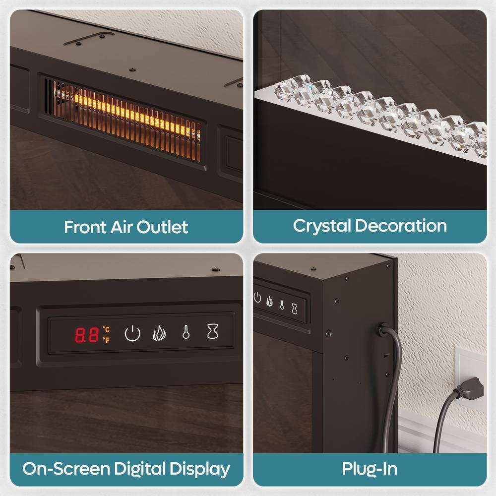 Wash Grey Electric Fireplace TV Stand with LED Lights for 75" TV