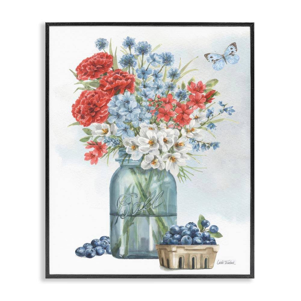 Country Blossoms and Blueberries by Leslie Trimbach Black Framed Nature Giclee Art Print 14 in. x 11 in. price history on PriceWatchPro