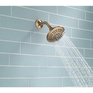 5-Spray Patterns 1.75 GPM 4.31 in. Wall Mount Fixed Shower Head in Champagne Bronze