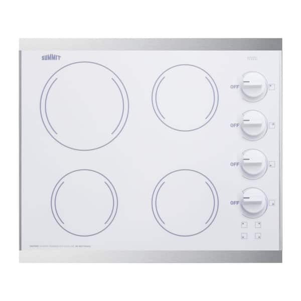 24 in. 4 Elements Radiant Electric Ceramic Glass Cooktop in White