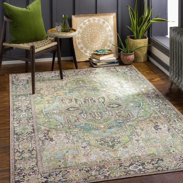 Livabliss Rhene Dark Green 5 ft. x 8 ft. Indoor Area Rug 