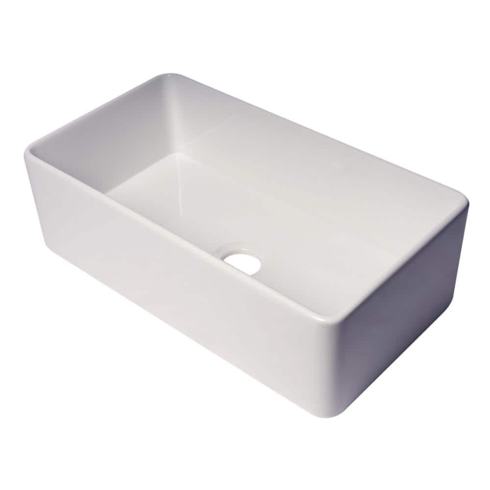 White Fireclay 36" Farmhouse Drop-in Kitchen Sink