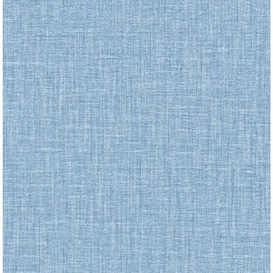 Jocelyn Blue Faux Linen Blue Wallpaper Sample
